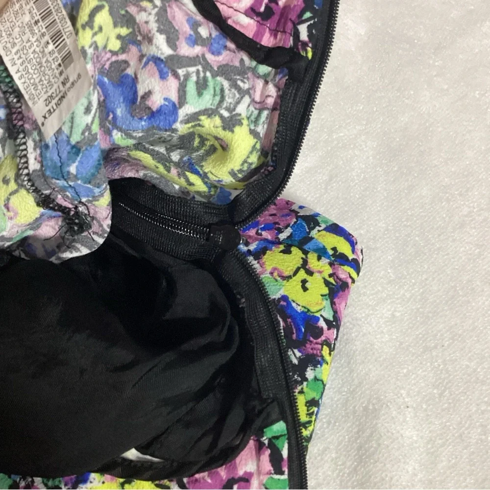 Zara Women Large Wide Leg Floral Print Culotte Pants with Pockets & Side Zip